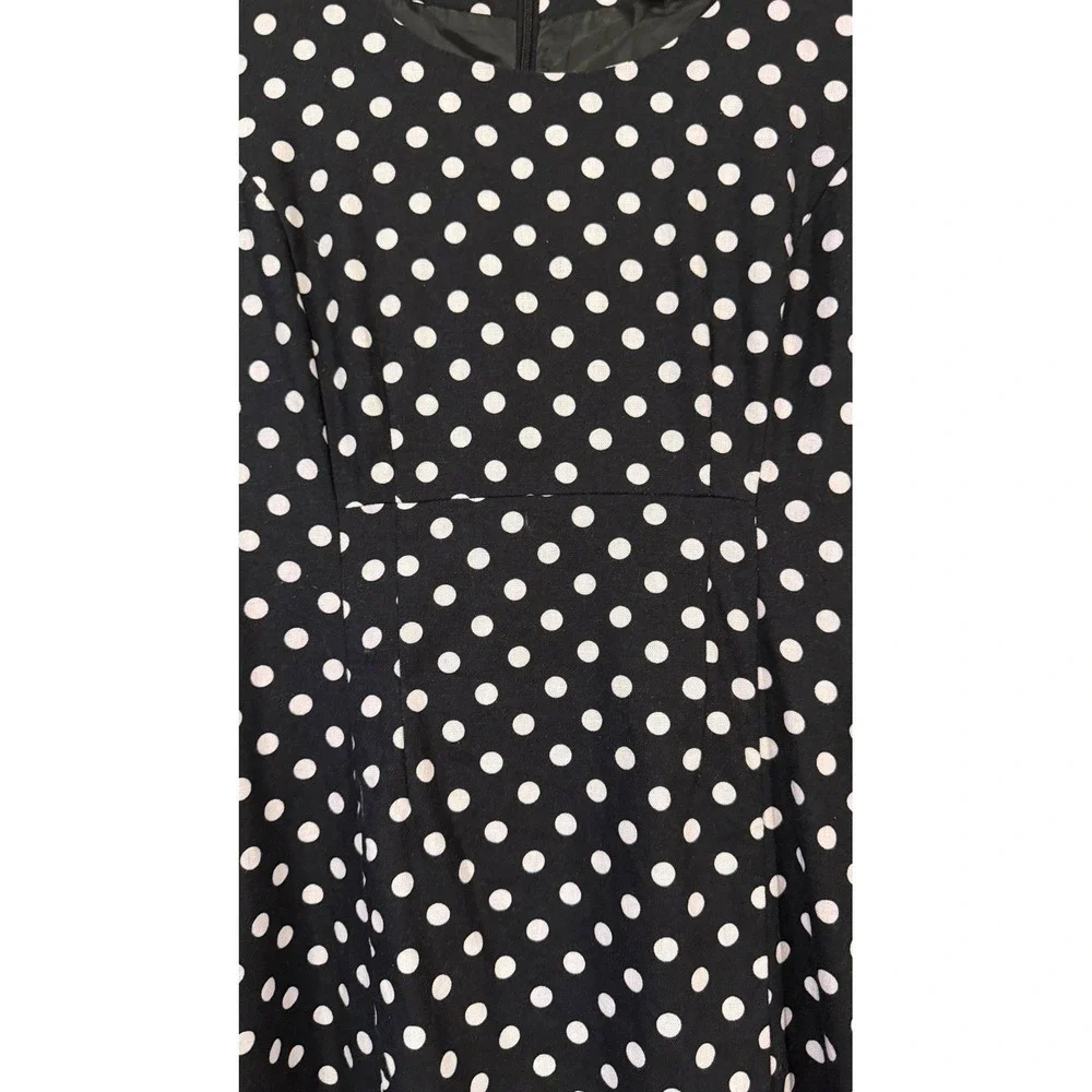Chadwicks of Boston Black White Polka‎ Dot Linen Blend Sheath Dress Size 6